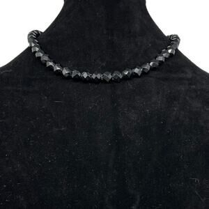 90s Black Plastic Beaded Necklace 18"